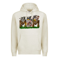 Oatmeal Heather Western Mom With Spotted Pig And Baby Pig Premium Hoodie - LillyAllenDesigns