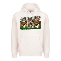 Pale Pink Western Mom With Spotted Pig And Baby Pig Premium Hoodie - LillyAllenDesigns