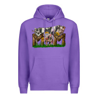Purple Western Mom With Spotted Pig And Baby Pig Premium Hoodie - LillyAllenDesigns