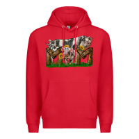 Red Western Mom With Spotted Pig And Baby Pig Premium Hoodie - LillyAllenDesigns