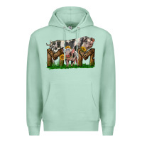 Seafoam Western Mom With Spotted Pig And Baby Pig Premium Hoodie - LillyAllenDesigns