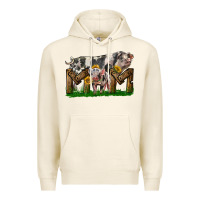 Western Mom With Spotted Pig And Baby Pig Premium Hoodie | Teevron
