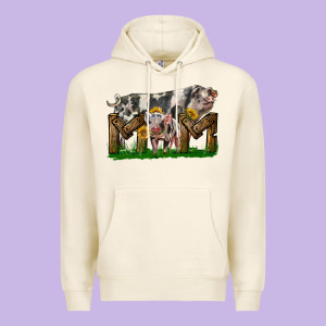 Western Mom With Spotted Pig And Baby Pig Premium Hoodie Designed By Lillyallendesigns