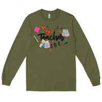 Army Green teacher heart Long Sleeve Tee - MaliasSmallBusiness