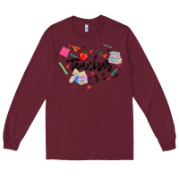 Burgundy teacher heart Long Sleeve Tee - MaliasSmallBusiness