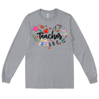 Heather Grey teacher heart Long Sleeve Tee - MaliasSmallBusiness