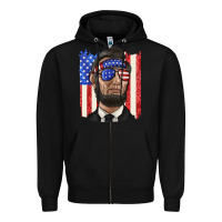 Black American flag with lincoln Zipper Hoodie - texasbilliewilder