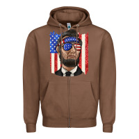 Chestnut American flag with lincoln Zipper Hoodie - texasbilliewilder