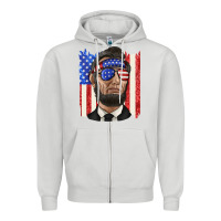 Dove Grey American flag with lincoln Zipper Hoodie - texasbilliewilder