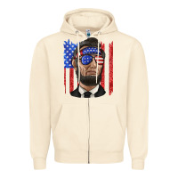 Sandshell American flag with lincoln Zipper Hoodie - texasbilliewilder