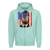 Seafoam American flag with lincoln Zipper Hoodie - texasbilliewilder