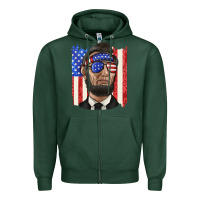 Sports Green American flag with lincoln Zipper Hoodie - texasbilliewilder