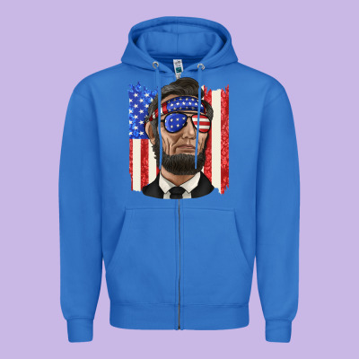 Zipper Hoodie American flag with lincoln