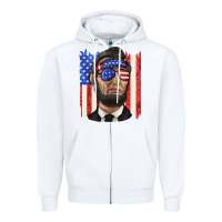 White American flag with lincoln Zipper Hoodie - texasbilliewilder