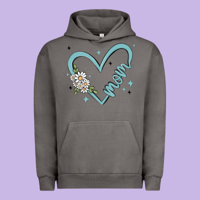 Mom With Heart And Flowers Urban Hoodie Designed By Maliassmallbusiness