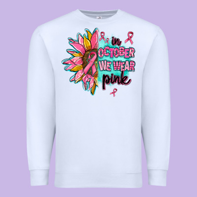 Sunflower In October We Wear Pink Premium Sweatshirt Designed By Adodesignshop