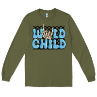 Army Green wild child blue skeleton Long Sleeve Tee - MaliasSmallBusiness
