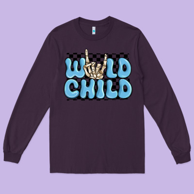 Long Sleeve Tee wild child blue skeleton