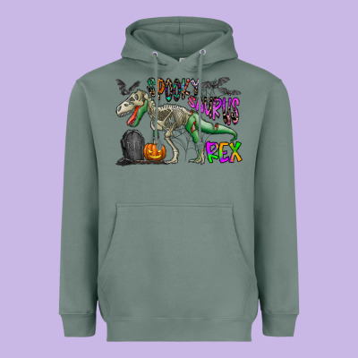 Spooky Saurus Rex Heavyweight Hoodie Designed By Cowhidedigitalart