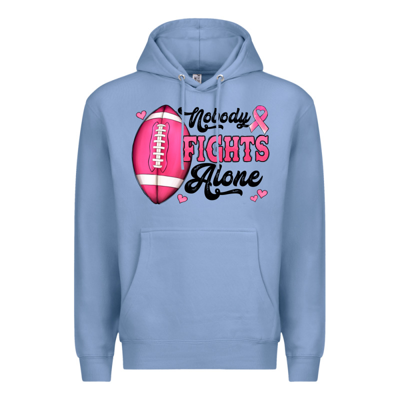 Nobody Fights Alone Pink Football Breast Cancer Awareness Premium Hoodie by Jasminsmagicworld | Teevron