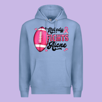 Nobody Fights Alone Pink Football Breast Cancer Awareness Premium Hoodie Designed By Jasminsmagicworld