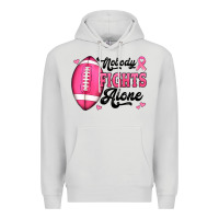 Dove Grey nobody fights alone pink football breast cancer awareness Premium Hoodie - Jasminsmagicworld