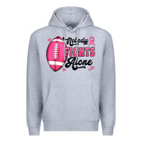 Heather Grey nobody fights alone pink football breast cancer awareness Premium Hoodie - Jasminsmagicworld