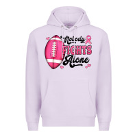 Lilac nobody fights alone pink football breast cancer awareness Premium Hoodie - Jasminsmagicworld