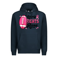 Navy nobody fights alone pink football breast cancer awareness Premium Hoodie - Jasminsmagicworld