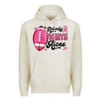 Oatmeal Heather nobody fights alone pink football breast cancer awareness Premium Hoodie - Jasminsmagicworld