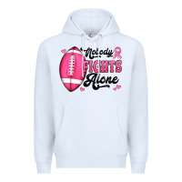 White nobody fights alone pink football breast cancer awareness Premium Hoodie - Jasminsmagicworld