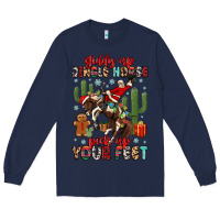 Navy giddy up jingle horse pick up your feet Long Sleeve Tee - MaliasSmallBusiness