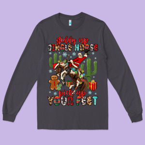 Giddy Up Jingle Horse Pick Up Your Feet Long Sleeve Tee Designed By Maliassmallbusiness