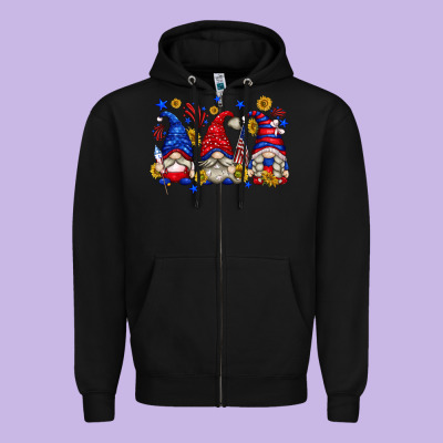 Zipper Hoodie American gnomes with sunflowers