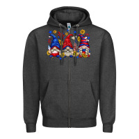 Charcoal Heather American gnomes with sunflowers Zipper Hoodie - texasbilliewilder