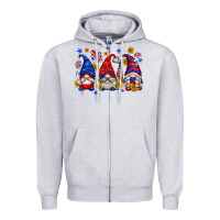 Heather Grey American gnomes with sunflowers Zipper Hoodie - texasbilliewilder