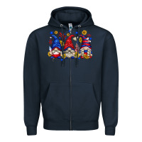 Navy American gnomes with sunflowers Zipper Hoodie - texasbilliewilder