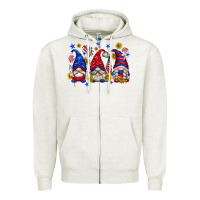 Oatmeal Heather American gnomes with sunflowers Zipper Hoodie - texasbilliewilder