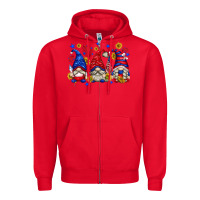 Red American gnomes with sunflowers Zipper Hoodie - texasbilliewilder