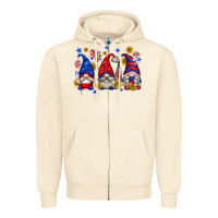 Sandshell American gnomes with sunflowers Zipper Hoodie - texasbilliewilder
