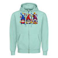 Seafoam American gnomes with sunflowers Zipper Hoodie - texasbilliewilder