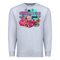 Heather Grey in october we wear pink american football Premium Sweatshirt - AdoDesignShop