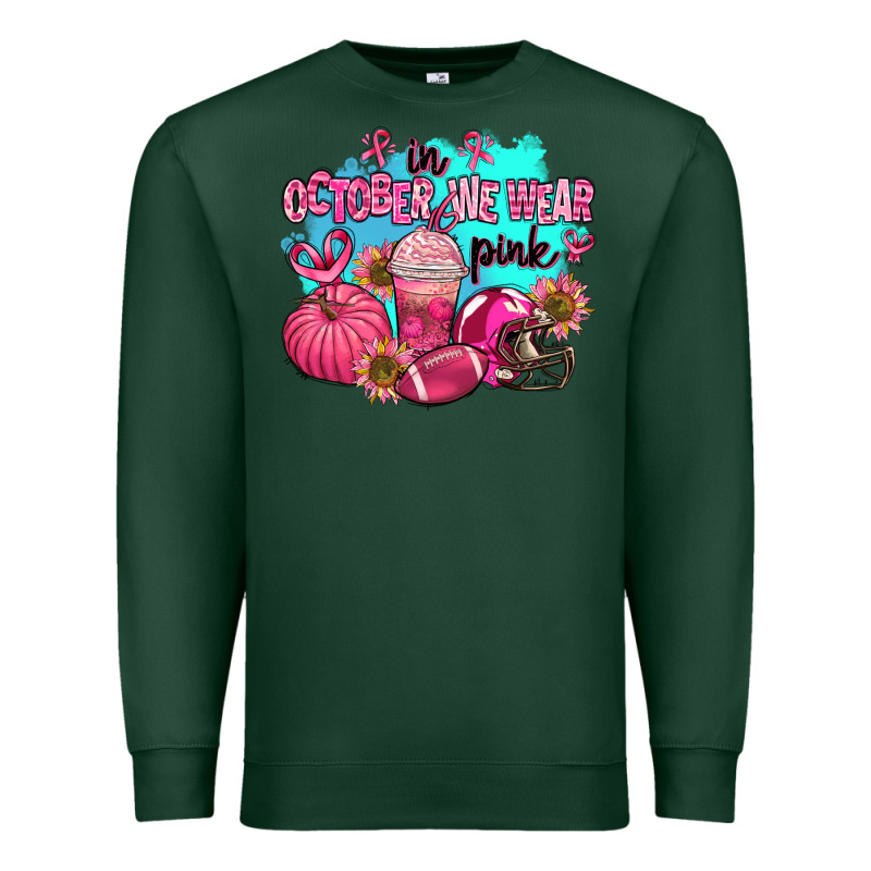 In October We Wear Pink American Football Premium Sweatshirt by AdoDesignShop | Teevron