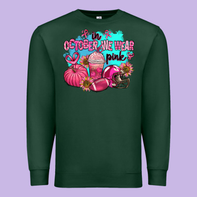 In October We Wear Pink American Football Premium Sweatshirt Designed By Adodesignshop