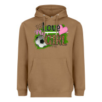 Toasted Coconut love my girl soccer Heavyweight Hoodie - HRA Design Shop