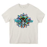 Cream happy easter sunflower Heavy Core Tee - CowhideDigitalArt