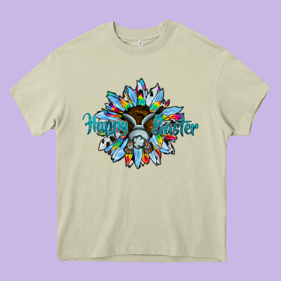 Happy Easter Sunflower Heavy Core Tee Designed By Cowhidedigitalart