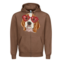 Chestnut beagle with love glasses Zipper Hoodie - RanaPortraitStore