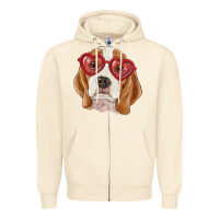 Sandshell beagle with love glasses Zipper Hoodie - RanaPortraitStore