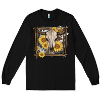 Black western bull skull Long Sleeve Tee - MaliasSmallBusiness